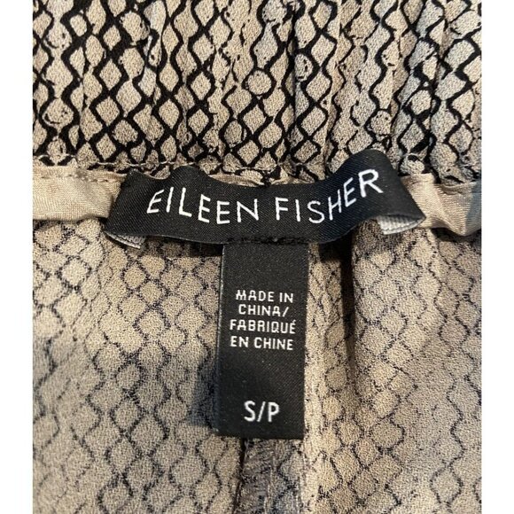 Eileen Fisher Pants Pull On 100% Silk Gray Black Snakeskin Print Small S - Picture 4 of 5